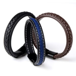Fashion Genuine Leather Braid Bracelet Magnetic Buckle Clasps Vintage Women Men Bracelets 5