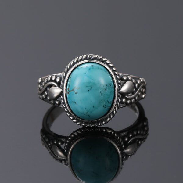 New Fashion Oval High Quality Natural Turquoise Rings 2