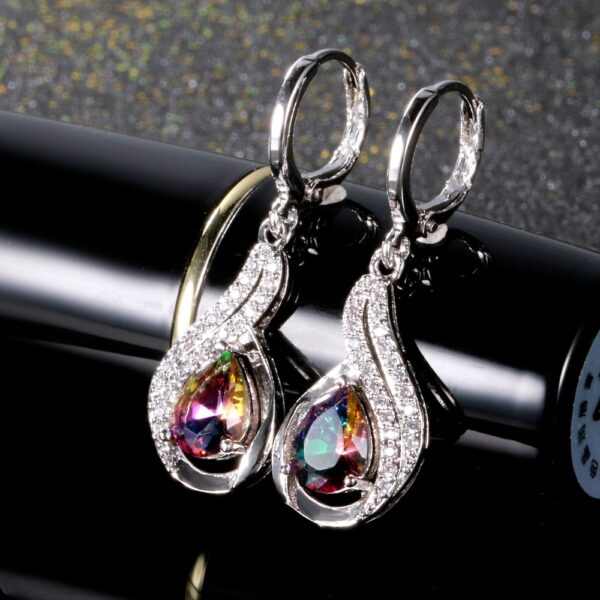 Luxury Jewelry Earrings Women's Water Drop Silver Earrings 4