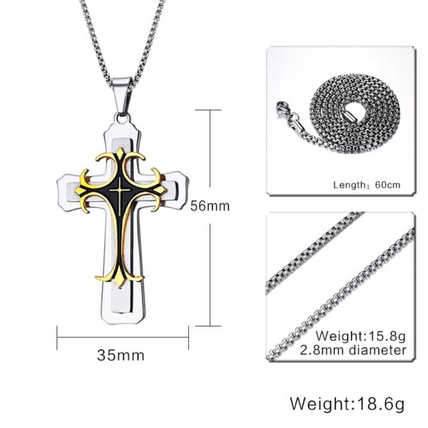 Men's Stainless Steel Cross Pendant Necklace 5