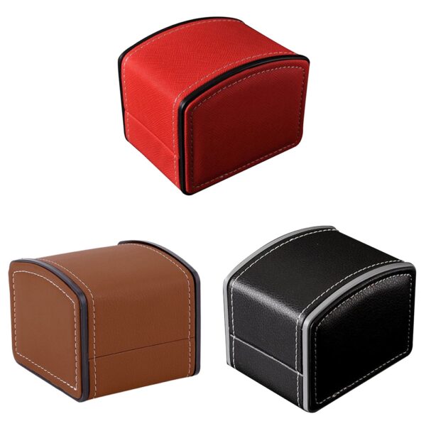 Faux Leather Square Watch Gift Box with Pillow Cushion 2