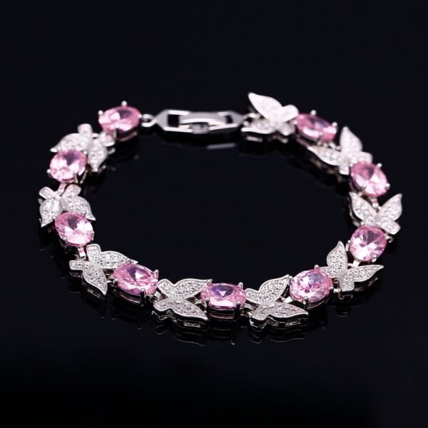 New Luxury Butterfly Bracelets Aquamarine 925 Sterling Silver Charm Bracelets 4