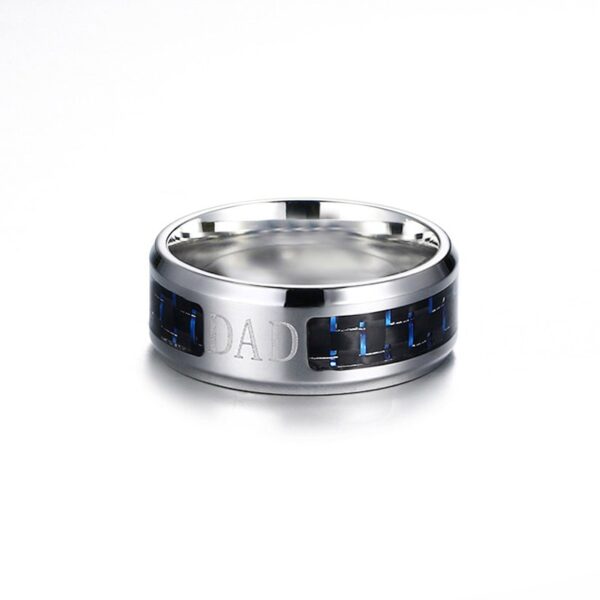 Trendy Men Ring with Blue Carbon Fiber Stainless Steel Father's Day Gift 4