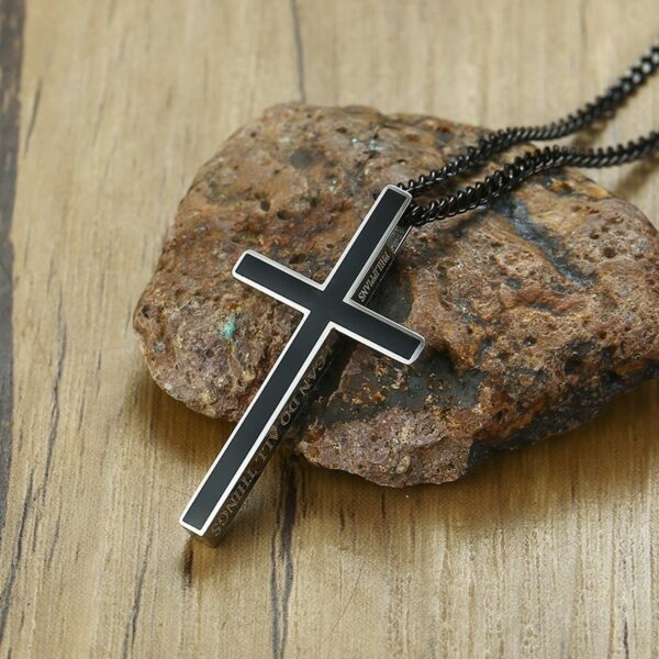 Special Bible Cross Pendant Stainless Steel Necklace 5