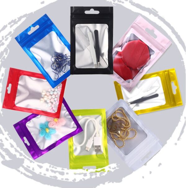 Matte Black Aluminum Foil Window Zip Lock Bags Resealable Jewelry Gift Pouches 32