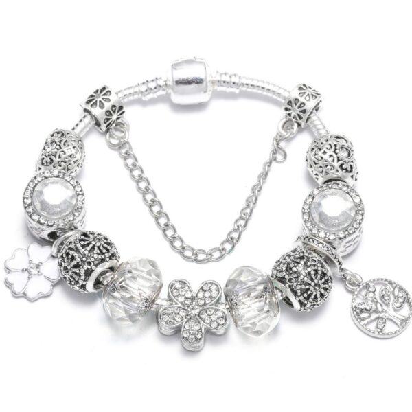 Vintage Silver Plated Crystal Charm Bracelets Jewelry Gift High Quality 4