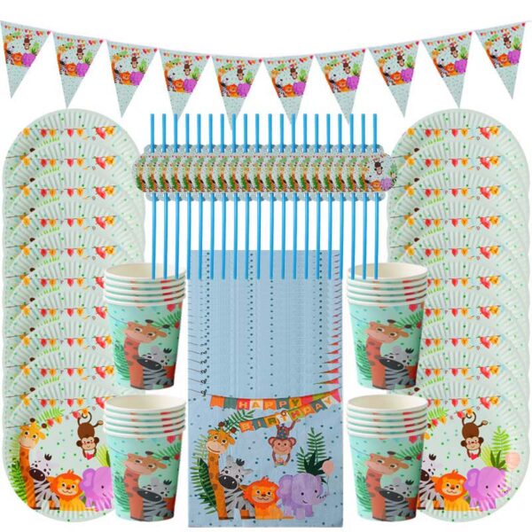 Jungle Birthday Party Decoration Disposable Tableware Set 3
