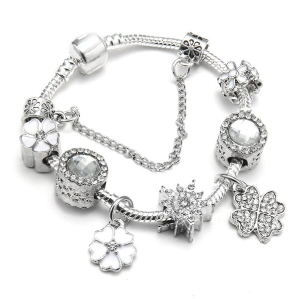 Vintage Silver Plated Crystal Charm Bracelets Jewelry Gift High Quality 1