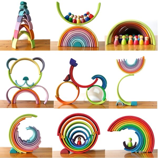 Wood Rainbow Building Blocks 2