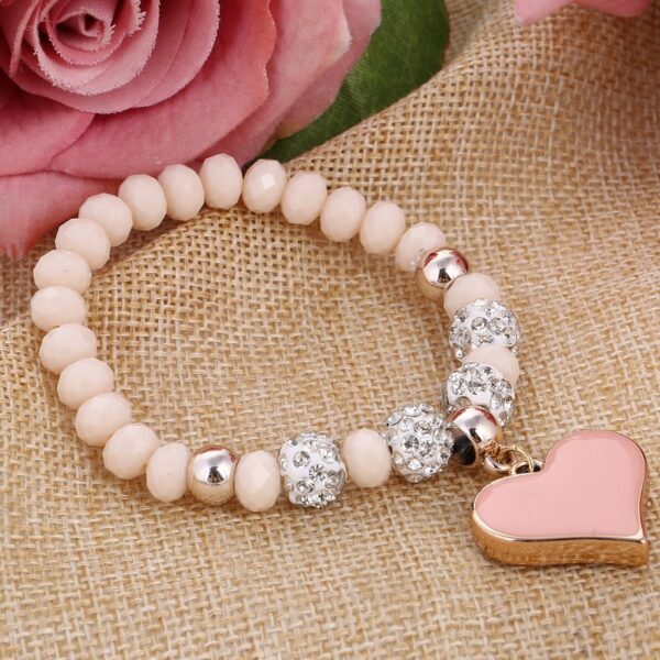Crystal Bangle Elastic Heart Bracelet for Women 3
