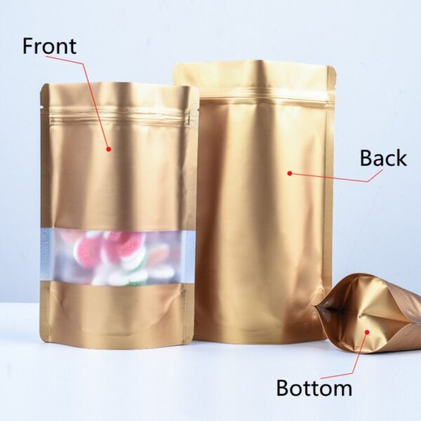 Stand Up Matte Color Foil Window Zip Lock Resealable Bags 2