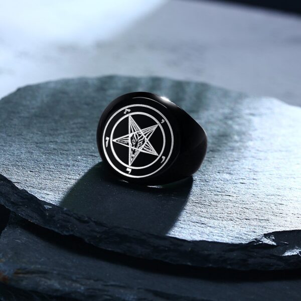 Men's Cool Satan Lucifer Signet Rings Black Color Stainless Steel 2
