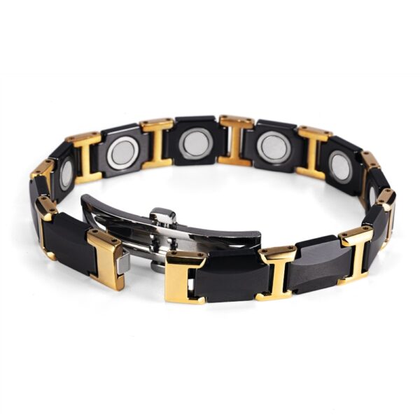 Black Ceramic Tungsten Steel Charm Magnetic Health Care Link Bracelets 2