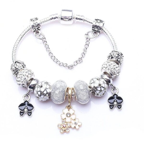 Vintage Silver Plated Crystal Charm Bracelets Jewelry Gift High Quality 14