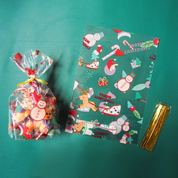 50Pcs/Pack with Wire Ties DIY Plastic Gift Pouches Cookies Candy Bags 2