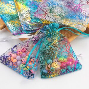 100Pcs/lot Mixed Color 3 Sizes Organza Gift Bag Jewelry Packaging and Display 1
