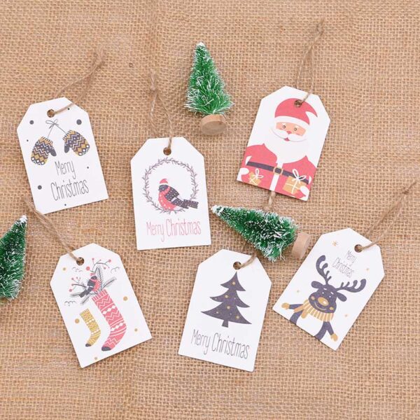 50Pcs Christmas Tags Kraft Paper Card Gift Label Tags Hang Tags Gift Wrapping 2