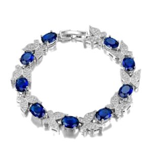 New Luxury Butterfly Bracelets Aquamarine 925 Sterling Silver Charm Bracelets 11