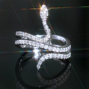 Fashion Trend Women Ring Silver Color CZ Stone Exquisite Snake-shape Ring 1
