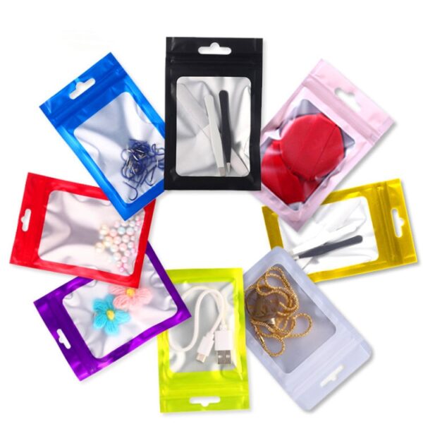 Matte Black Aluminum Foil Window Zip Lock Bags Resealable Jewelry Gift Pouches 3