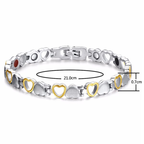 Fashion Healthy Energy Bracelet Heart Design Stainless Steel 3