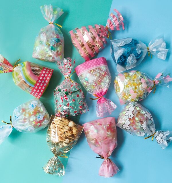 50Pcs/Pack with Wire Ties DIY Plastic Gift Pouches Cookies Candy Bags 4