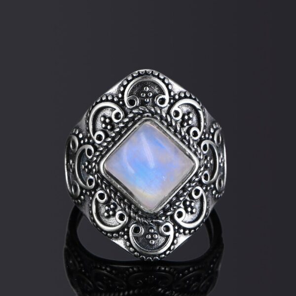 S925 Sterling Silver Rings Blue Sandstone Gemstone Rings 6