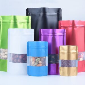Stand Up Matte Color Foil Window Zip Lock Resealable Bags 15