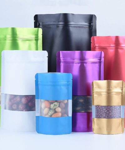 Stand Up Matte Color Foil Window Zip Lock Resealable Bags