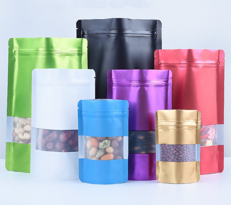 Stand Up Matte Color Foil Window Zip Lock Resealable Bags
