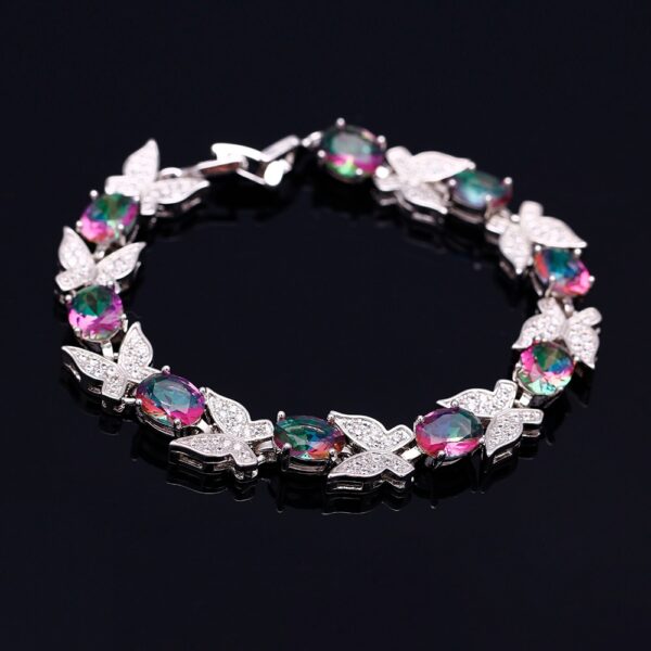 New Luxury Butterfly Bracelets Aquamarine 925 Sterling Silver Charm Bracelets 3