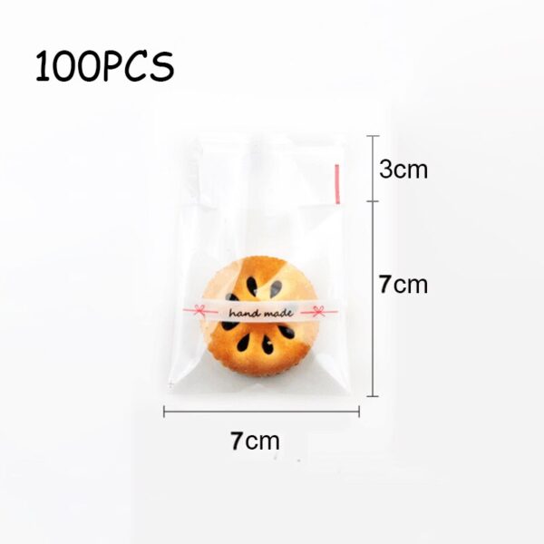 100Pcs Cookie Candy Bags Cute Cartoon Self-adhesive Plastic Packing Bags 3
