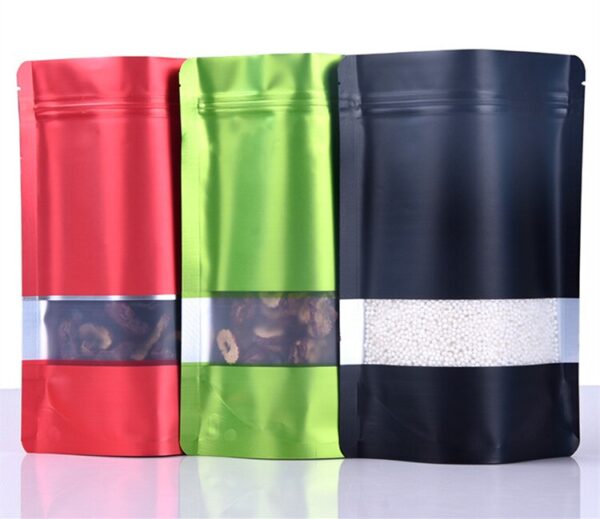 Stand Up Matte Color Foil Window Zip Lock Resealable Bags 1