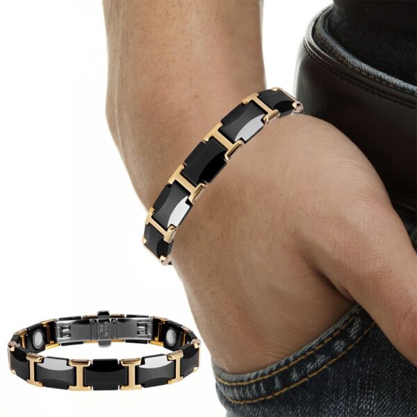 Black Ceramic Tungsten Steel Charm Magnetic Health Care Link Bracelets 6