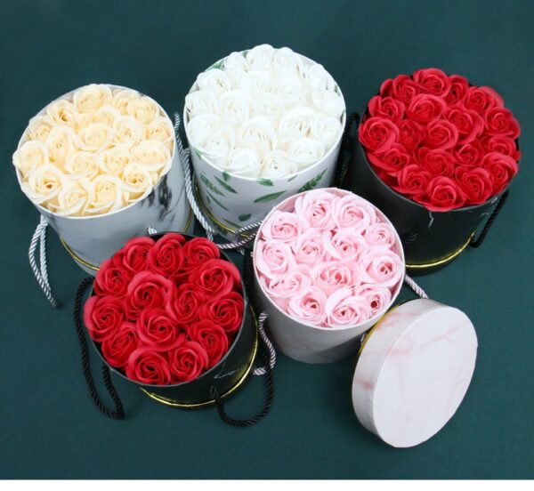 Fresh Soap Flower With Round Portable Cylindrical Hug Bucket Set 49