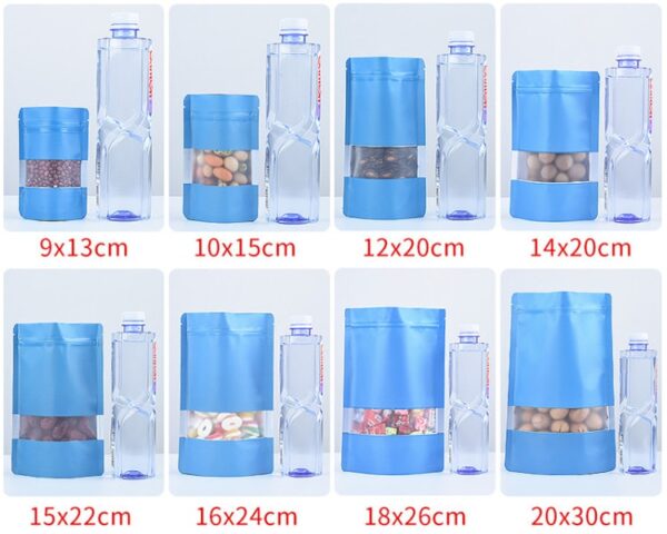 Stand Up Matte Color Foil Window Zip Lock Resealable Bags 4
