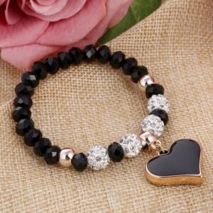 Crystal Bangle Elastic Heart Bracelet for Women 1