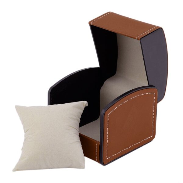 Faux Leather Square Watch Gift Box with Pillow Cushion 4