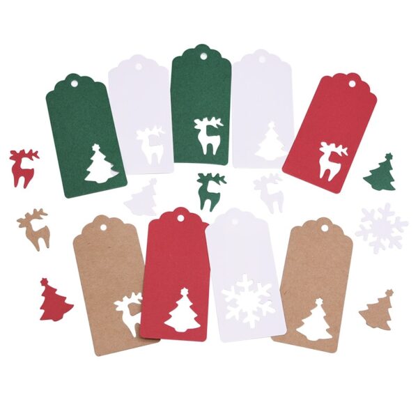 50Pcs Christmas Tags Kraft Paper Card Gift Label Tags Hang Tags Gift Wrapping 3