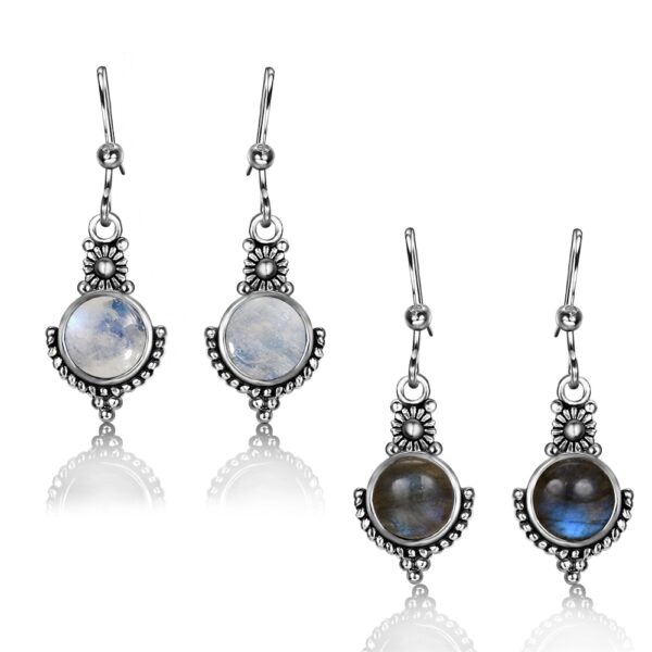 Bohemian Style Natural Moonstone Drop Earrings 925 Sterling Jewelry 3