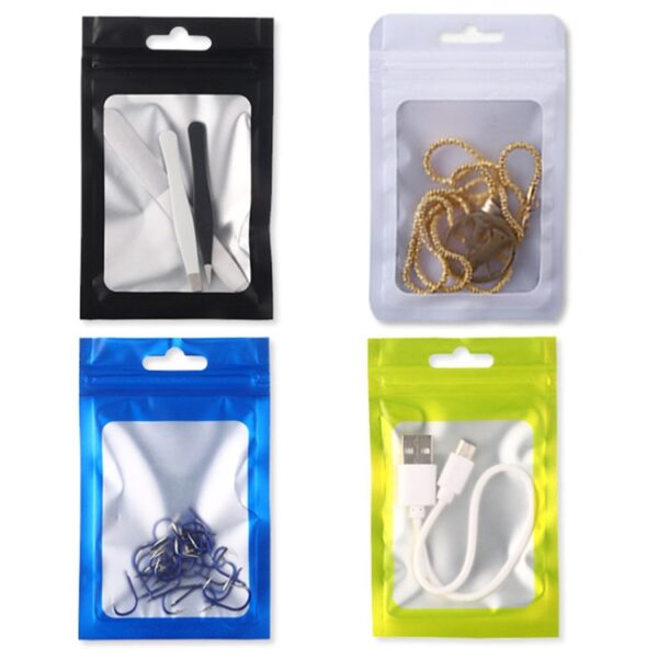 Matte Black Aluminum Foil Window Zip Lock Bags Resealable Jewelry Gift Pouches 5