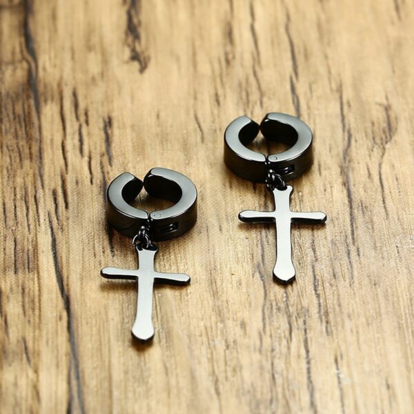 Cross Earrings Stainless Steel Dangle Earrings for Male 5
