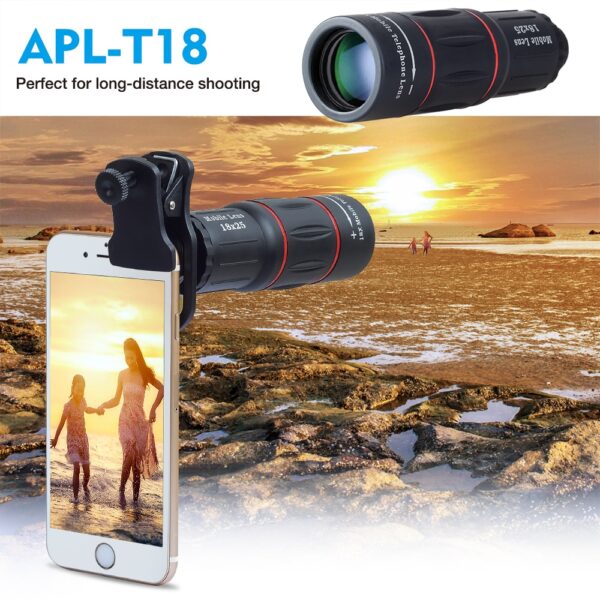 Phone Lens Kit Fisheye Wide Angle Macro 18X Telephoto With 3 in 1 Lens 9