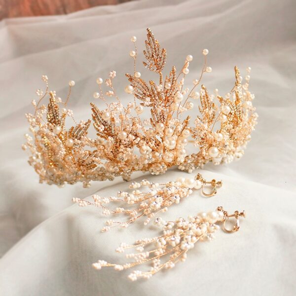 Luxury Wedding Crown Bridal Pearl Tiara 1