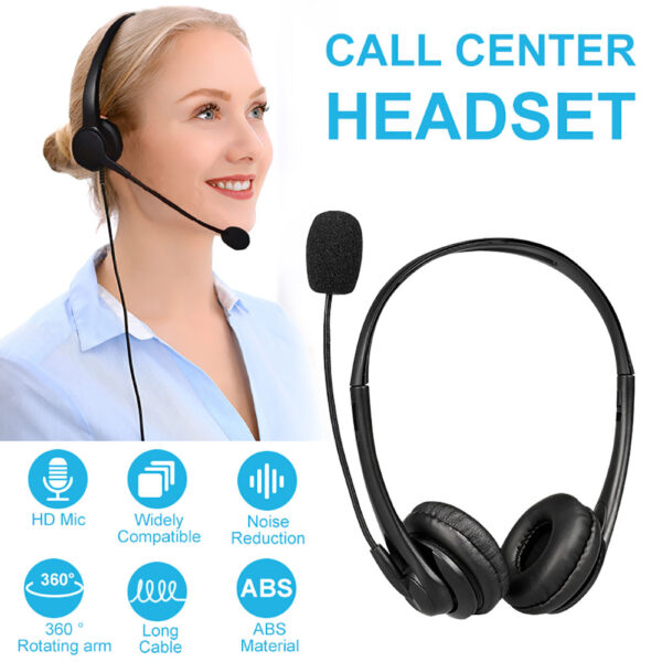 Wired Headset With Microphone Call Center Headphone With Noise Canceling Mic 1