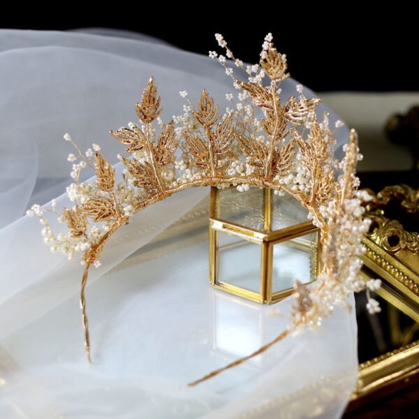 Luxury Wedding Crown Bridal Pearl Tiara 5
