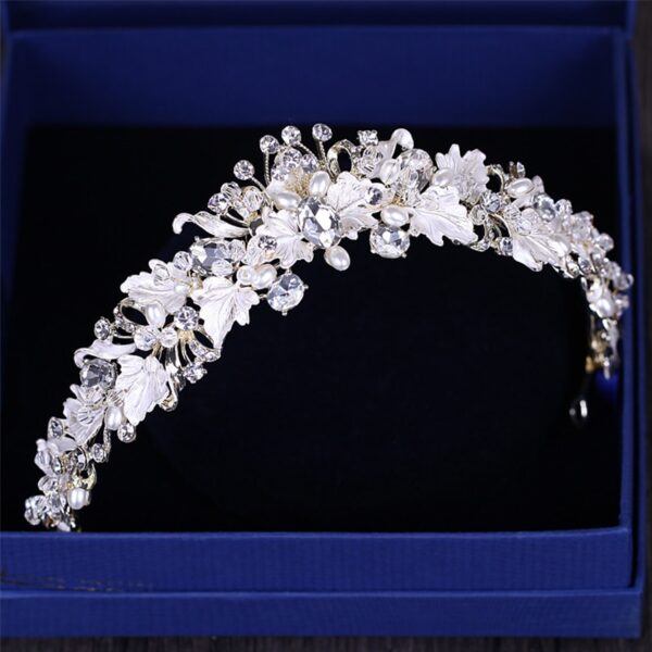 Trendy Rhinestone Pearl Crystal Wedding Crown Headband 2