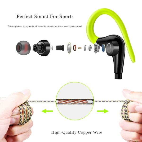 Sports Earphones Super Bass Sweatproof Running Headset With Mic Ear Hook 5