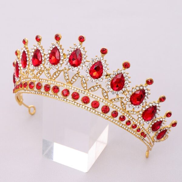 Luxury Red Rhinestone Crystal Wedding Crown 4