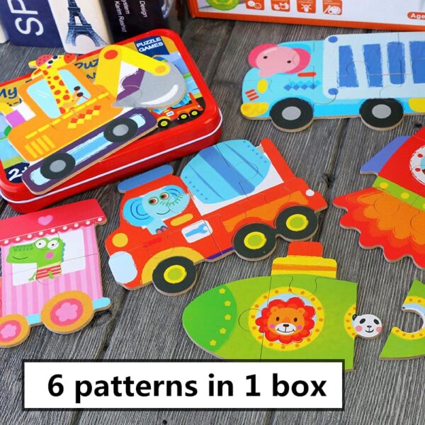 6 Patterns in 1 Box Puzzle Jigsaw Wooden Toys 3